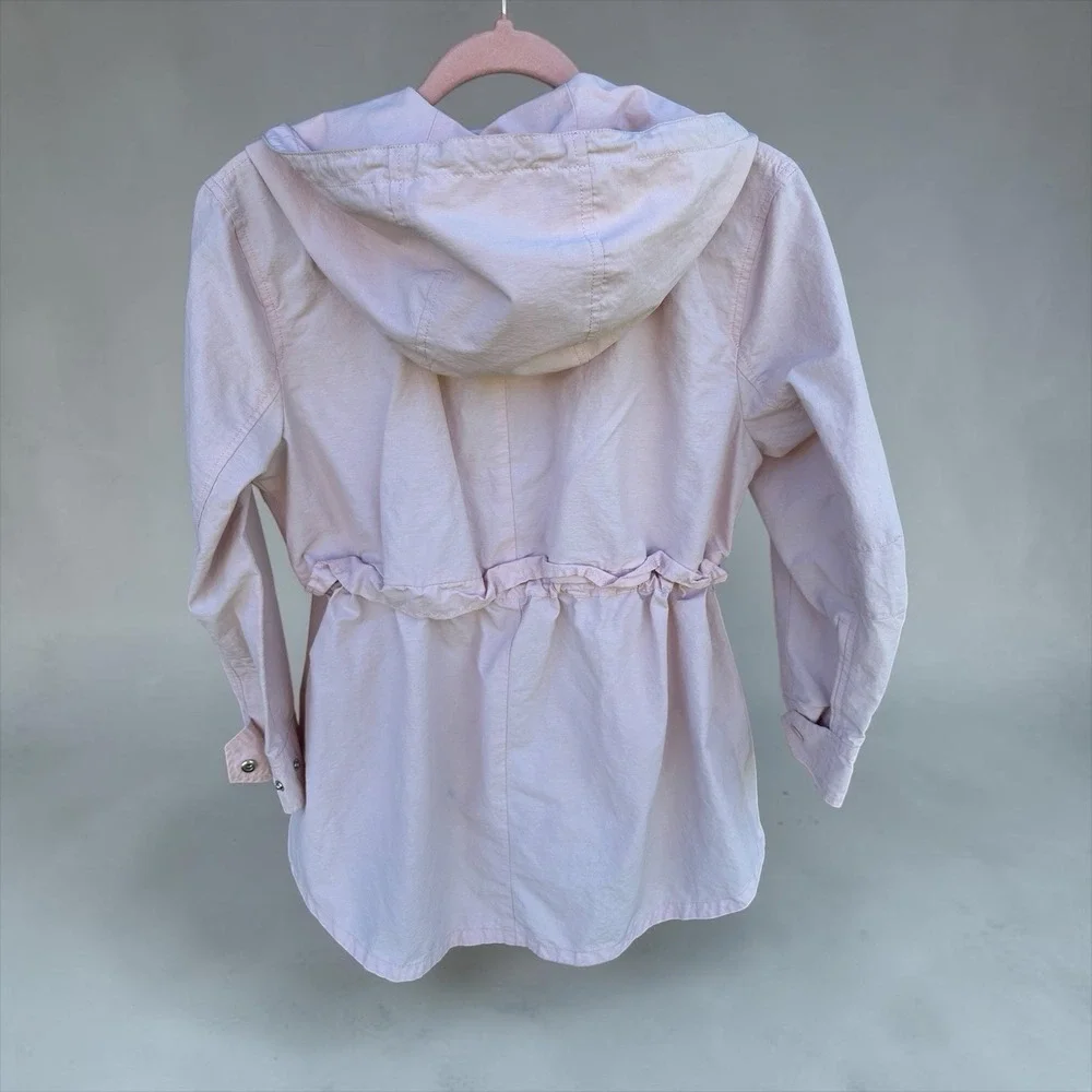J.CREW Light Pink Hooded Cinch Waist Snap Zip Mid-Length Jacket Women PS